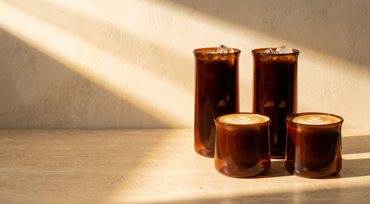 Handblown latte glasses crafted for the moment