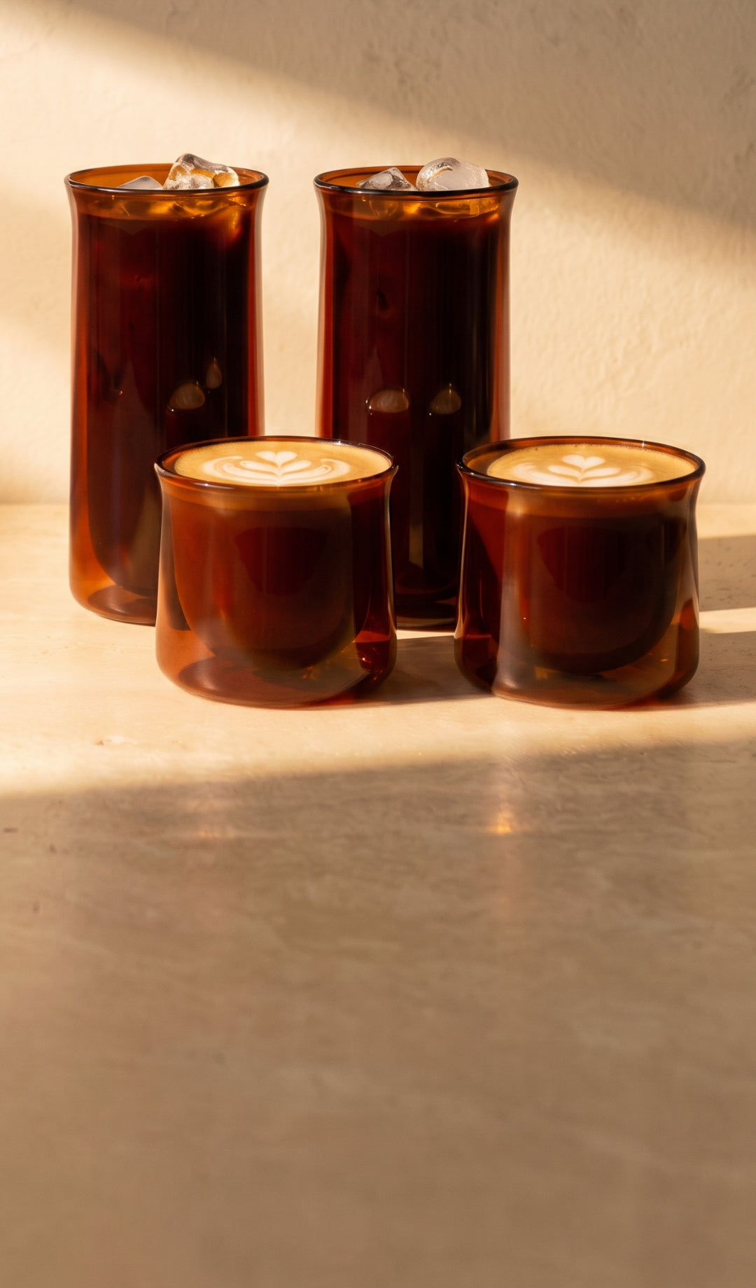 Handblown latte glasses crafted for the moment